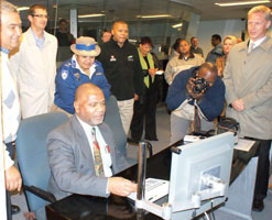 Mayor Dan Plato, deputy police chief Yolanda Faro, J P Smith Mayco member for Safety and security [behind photographer]